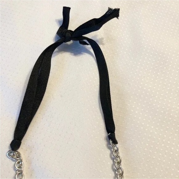 Talbots black beaded preppy ribbon necklace - Picture 3 of 4